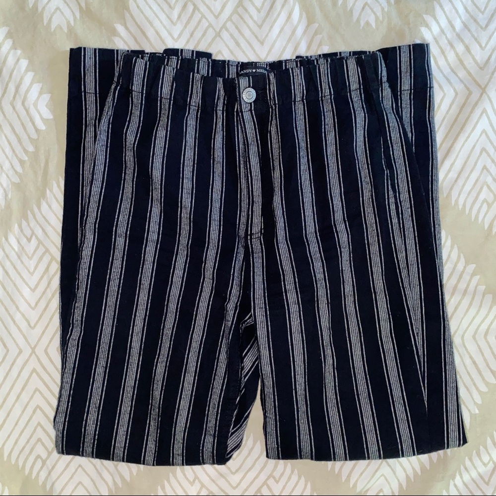 Brandy Melville Navy Striped Linen Pant